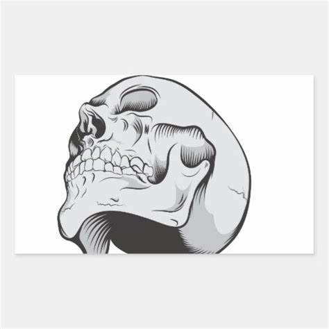 Skull Looking Up Rectangular Sticker Zazzle