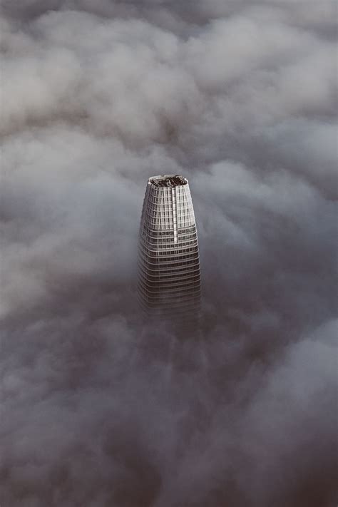 Download Wallpaper 800x1200 Skyscraper Clouds Aerial View Building
