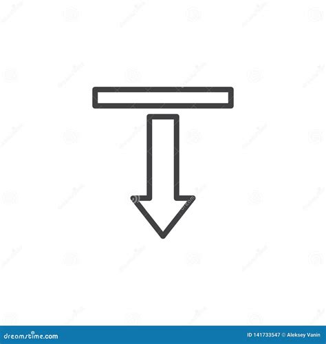 Straight And Down Arrow Line Icon Stock Vector Illustration Of