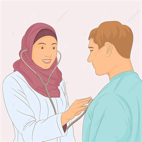 Gambar Dokter Muslim Memeriksa Seorang Pasien Arab Dokter Sabar Png Dan Vektor Dengan