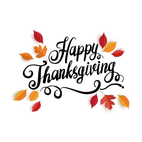 Happy Thanksgiving Day Wenskaart Met Letters En Bladeren Premium Vector