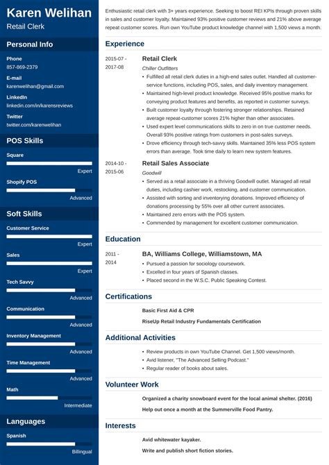 Retail Resume Examples With Skills Experience