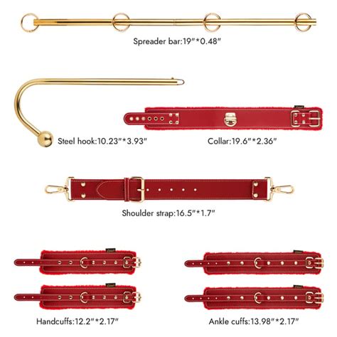 crimson ember bdsm bondage strap on anal hook collar 6 piece set