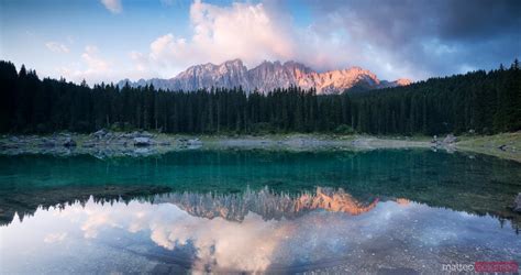 Matteo Colombo Photography Lake Carezza At Sunrise With Mountain
