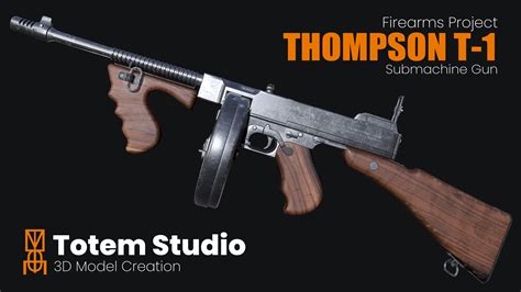 Thompson Submachine Gun D Model Low Poly Cgtrader My XXX Hot Girl