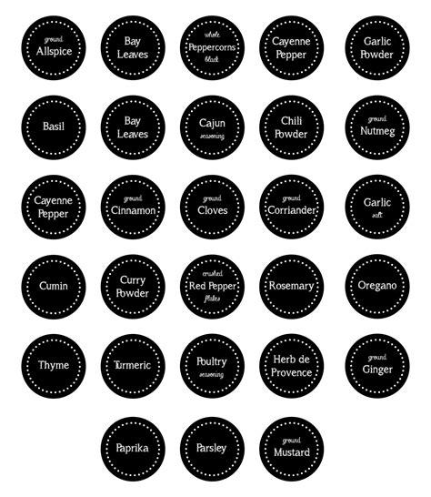 Template Free Downloadable Spice Labels Printable Free Printable