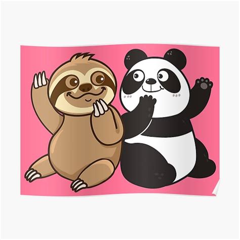 Sloth Panda Poster By Plushism Redbubble