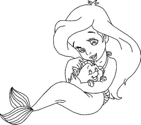 Baby Ariel Coloring Pages At Free Printable