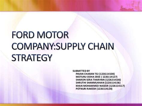 Ford Motor Company Supply Chain Strategy Case Study Solution Study Poster