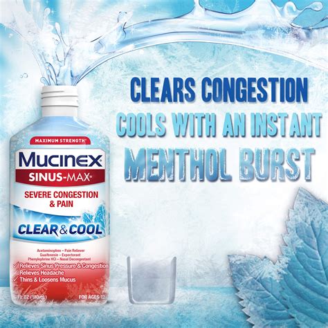 Buy Mucinex Sinus Max Maximum Strength Severe Congestion And Pain Clear And Cool Sinus Symptom