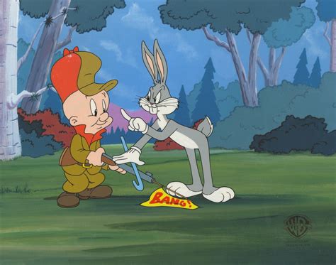 Looney Tunes Original Production Cel Bugs Bunny And Elmer Fudd In 2022