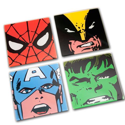 Marvel Comics Set Of 4 Coasters