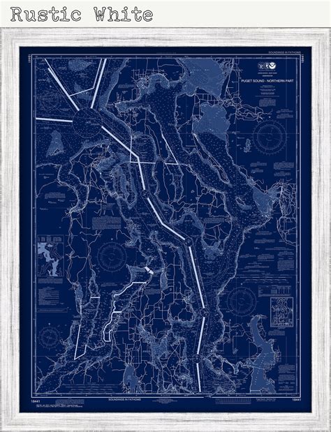 Seattle And Puget Sound Washington Blueprint Nautical Chart