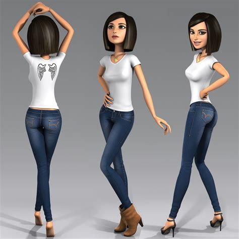 3d Model Cartoon Character Young Woman Female Character Design