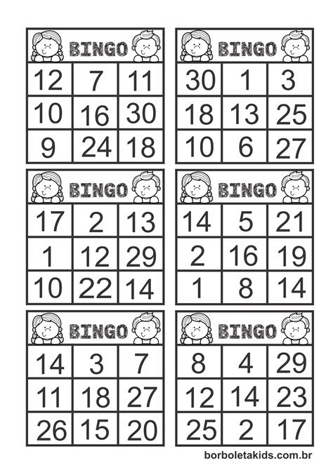 Bingo De Números Até 30