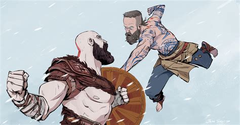 I Drew Fan Art Of Kratos Vs Baldur Inspired By Their First Epic Fight