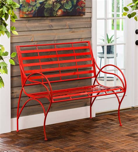 Red Metal Slat Seat Garden Bench Red Plow And Hearth