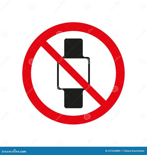No Smart Watch Sign Red Circle Forbidden Icon Stop Symbol Modern