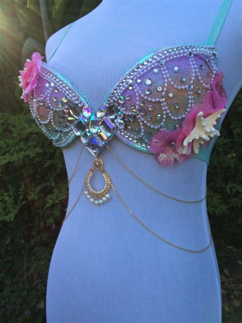 pastel rainbow mermaid bra rave bra rave outfit made to order in any size mermaid bra