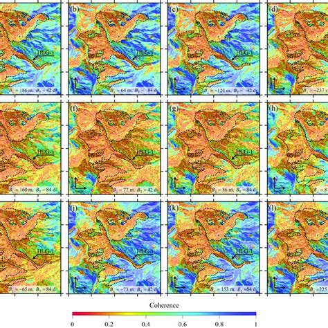 The Coherence Maps Of The Selected 12 Insar Image Pairs The