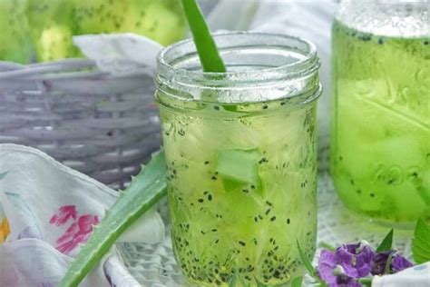 Es kuwut minuman khas bali berbahan dasar air kelapa muda yang diberi campuran perasan jeruk nipis dan selasih. Resep dan Cara Bikin Es Lidah Buaya | Rinaresep.com