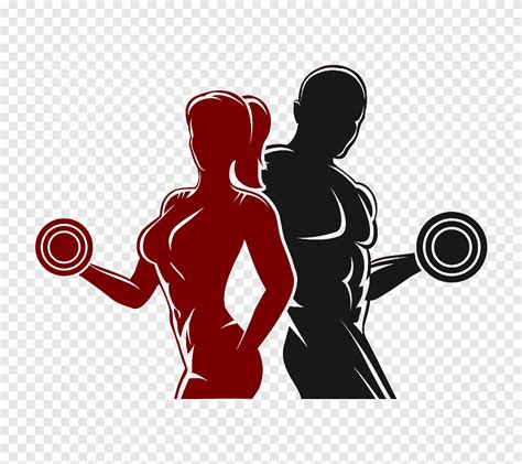 Woman And Man Holding Dumbbells Logo Physical Fitness Fitness Centre