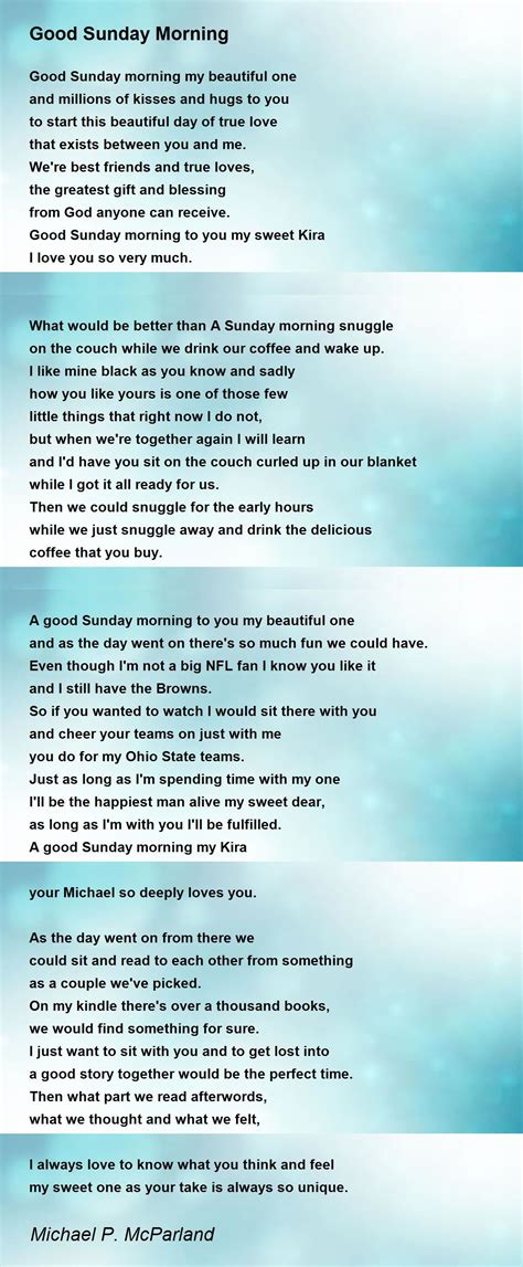 Good Sunday Morning Good Sunday Morning Poem By Michael P Mcparland