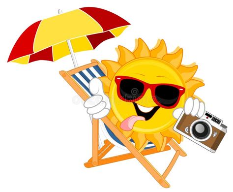 Sun On Beach Cartoon Stock Illustration Illustration Of Warm 226681921