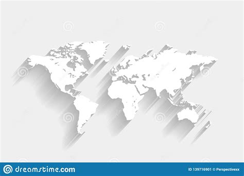 White World Map On Gray Background Vector Stock Vector Illustration