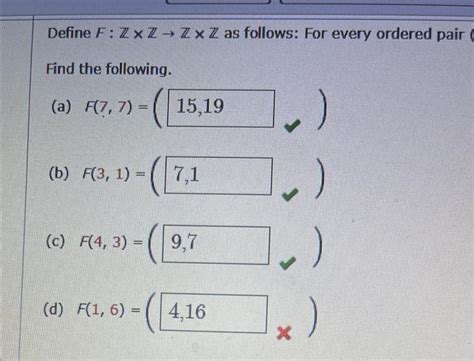 solved define f z×z→z×z as follows for every ordered pair