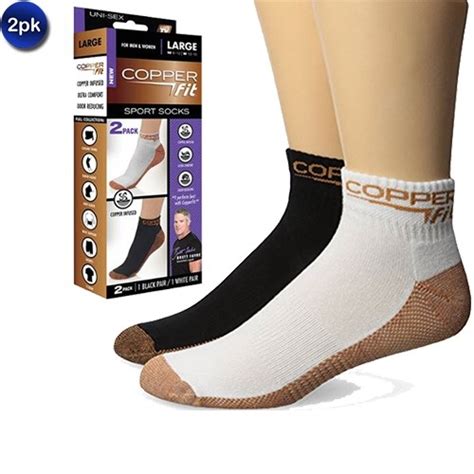 2 Pack Unisex Copper Fit Sport Socks