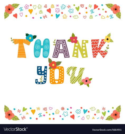 Thank You Card Design Cute Greeting Royalty Free Vector
