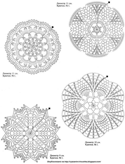 Diagrams For 4 Mini Doilies Crochet Doily Diagram Crochet Diagram