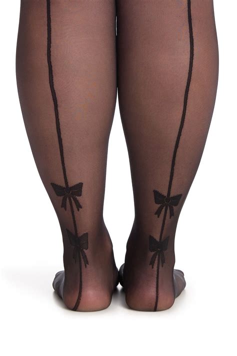 Pretty Polly Bow Detail Back Seam Tights Plus Size Is Now 52 Off