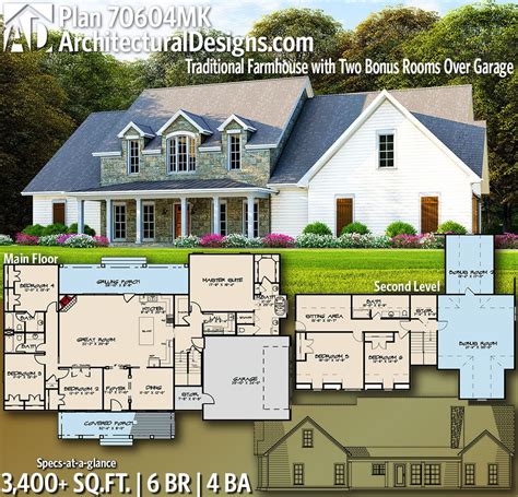 Architectural Designs Farmhouse Plan 70604mk Gives You 6 Bedrooms 4