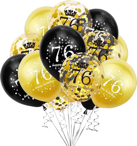 Shuntai 76th Birthday Balloons Black And Gold Party