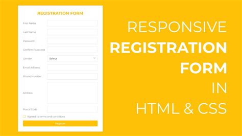 Responsive Registration Form In Html And Css Source Code 8 Elements