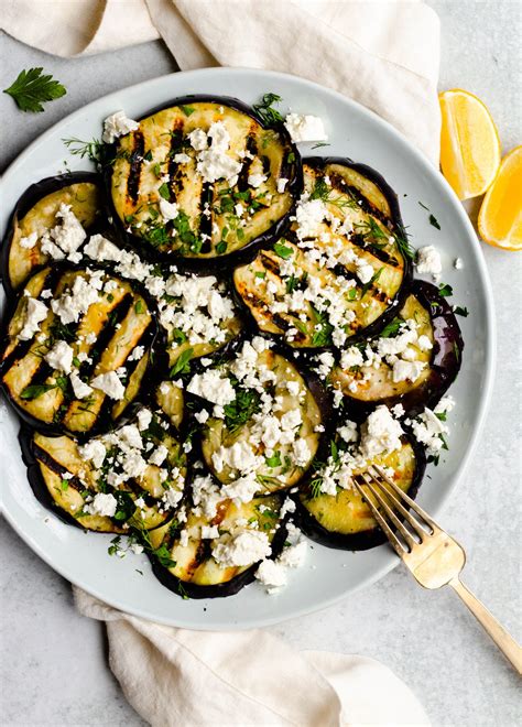grilled eggplant with feta cheese and herbs daisybeet