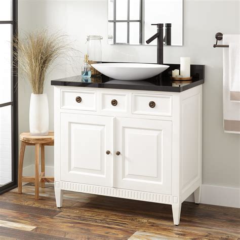 Its six drawer fronts come with handles in a shiny finish. Bathroom: Futuristic Bathroom Decor Using Vessel Vanity ...