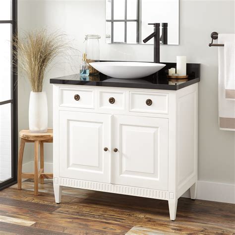 Bathroom 46 bathroomdouble sink vanity with small make up area in its central part. Bathroom: Futuristic Bathroom Decor Using Vessel Vanity ...