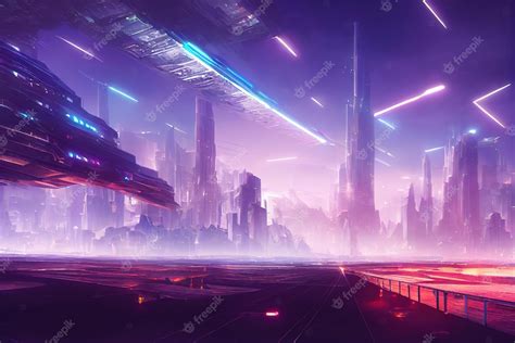 Fondo Colorido De La Ciudad Del Metaverso Cyberpunk En Estilo Anime