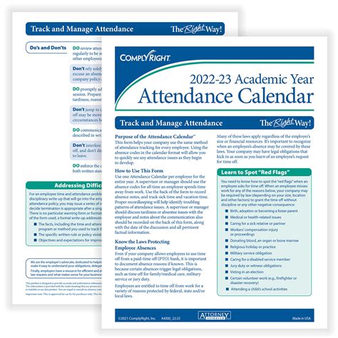 2022 Academic Year Attendance Calendar Yearly Calendar Hrdirect