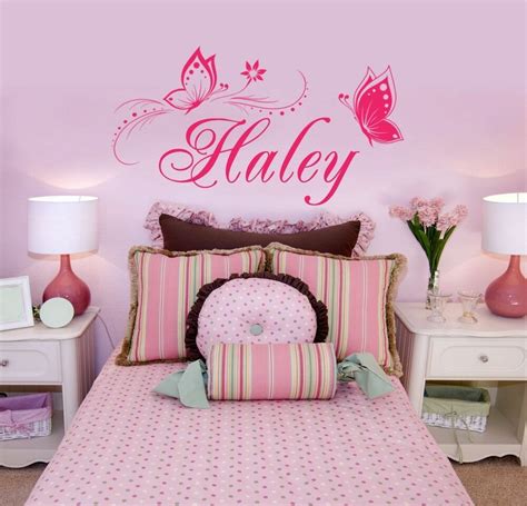 Butterfly Wall Sticker Personalized One Name Vinyl Wall Decal Girls