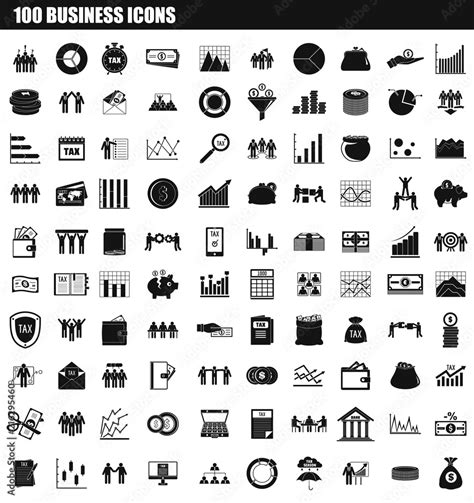 100 Business Icon Set Simple Set Of 100 Business Vector Icons For Web