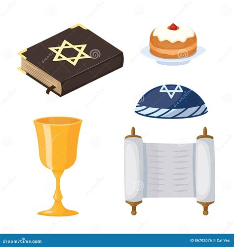 Os ícones Tradicionais Dos Símbolos Da Igreja Do Judaísmo Ajustaram O