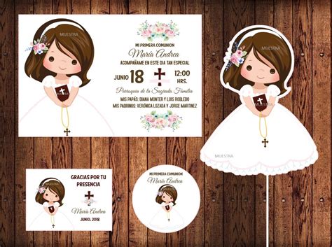 Kit Imprimible Primera Comunión Floral Para Niña 9900 En Mercado Libre