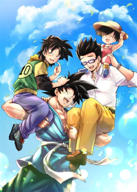 Son Goku Son Gohan Son Goten And Pan Dragon Ball And More Drawn By Mattari Illust Betabooru