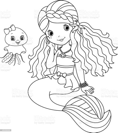 Free printable butterfly fairy 1 coloring page for kids to download, butterfly coloring pages. Mermaid Coloring Page Stock Illustration - Download Image ...