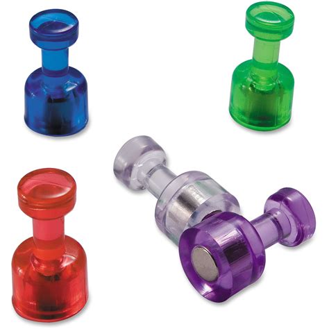 Officemate Push Pin Style Magnets 10pack Assorted Translucent Colors