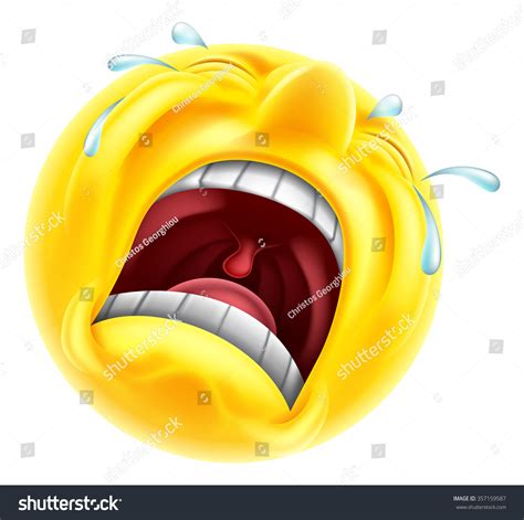 Crying Emoticon Smiley Face Character With Tears Vector Image Images